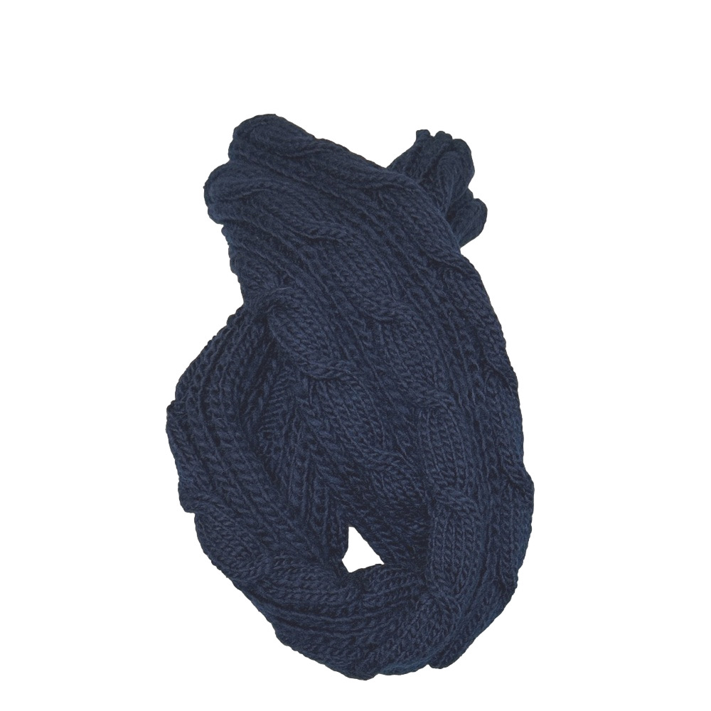 Chunky Knit Navy Blue Infinity Scarf Cozy Thick Loop Winter Fall Soft